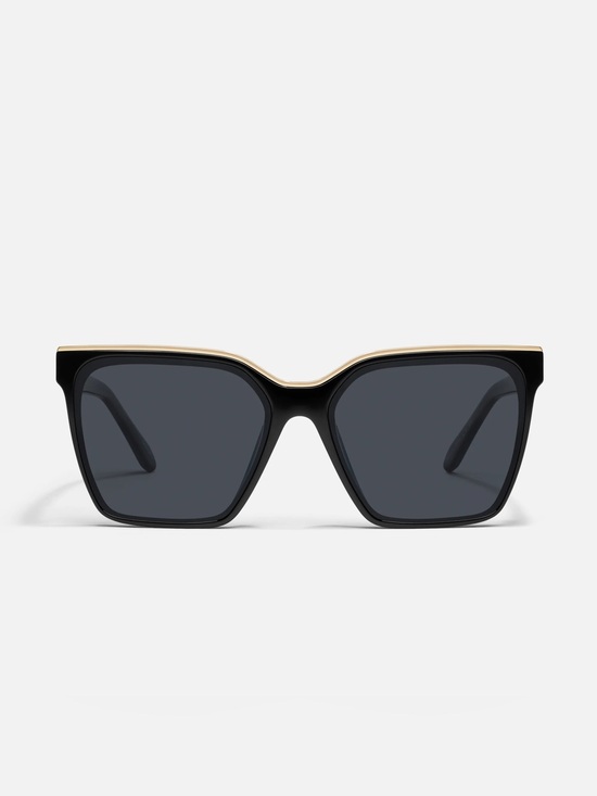 Level Up: Quay Australia Black & Gold Oversized Square Sunglasses